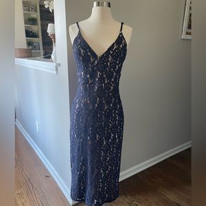 Akira black label black lace body con dress M